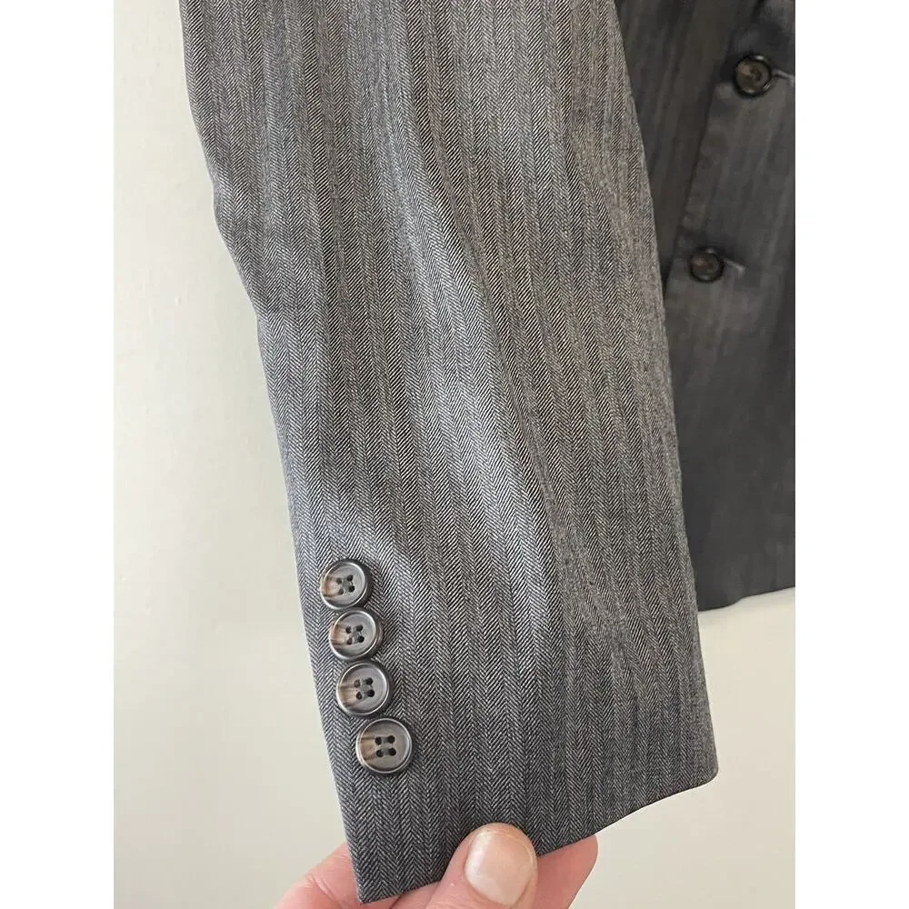 Lauren Ralph Lauren Suit Jacket Mens 46R Wool Gray Sport Coat Striped N15
